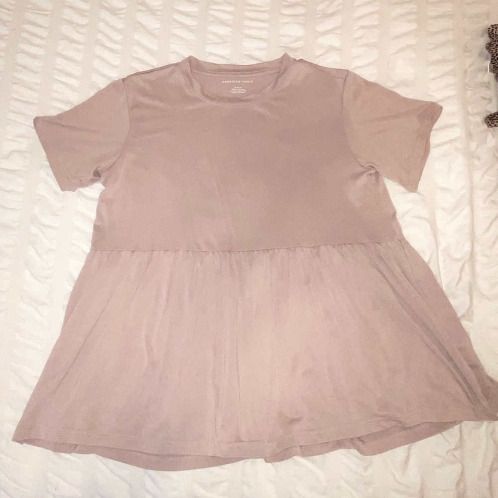 American Eagle Neutral Pink/Mauve Babydoll Tshirt